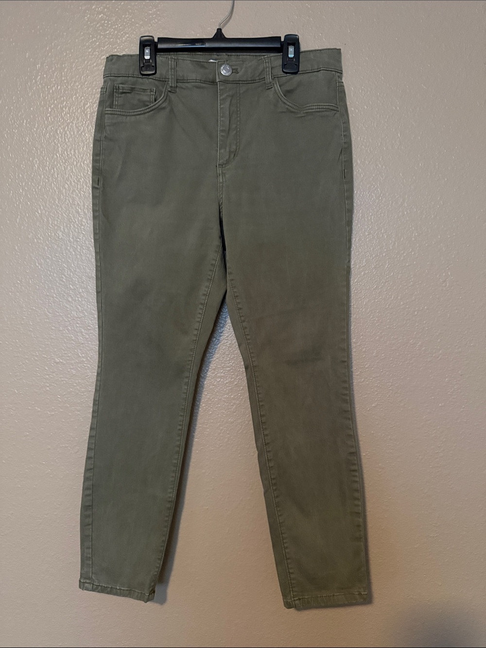 Loft Women’s Brushed Denim Olive Green Petite Ankle Jeans